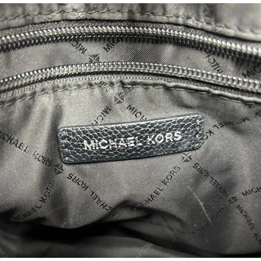 Michael Kors Black Signature Print Canvas Crossbody Bag Purse AS IS #77269